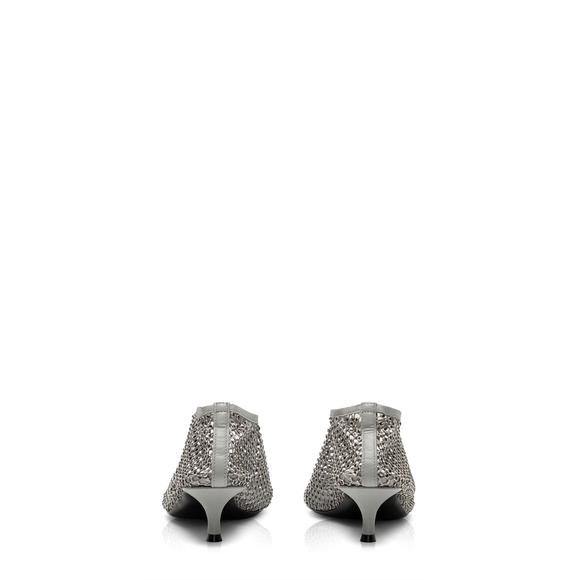 NEW CHRISTOPHER ESBER women\'s minette crystal micro heel in slate grey